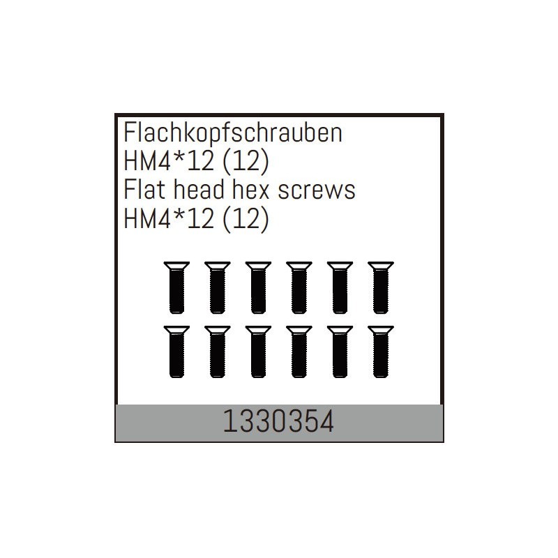 Flat head hex fine pitch screws HM4*12/12 pcs