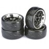 Wheel Set Drift LP " Comb / Profile A" black/chrome 1:10 (4 pcs)