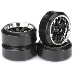 Wheel Set Drift LP " Comb / Profile C" black/chrome 1:10 (4 pcs)