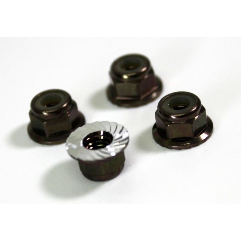 Lock Nut M4 with Flange gunmetal (4)