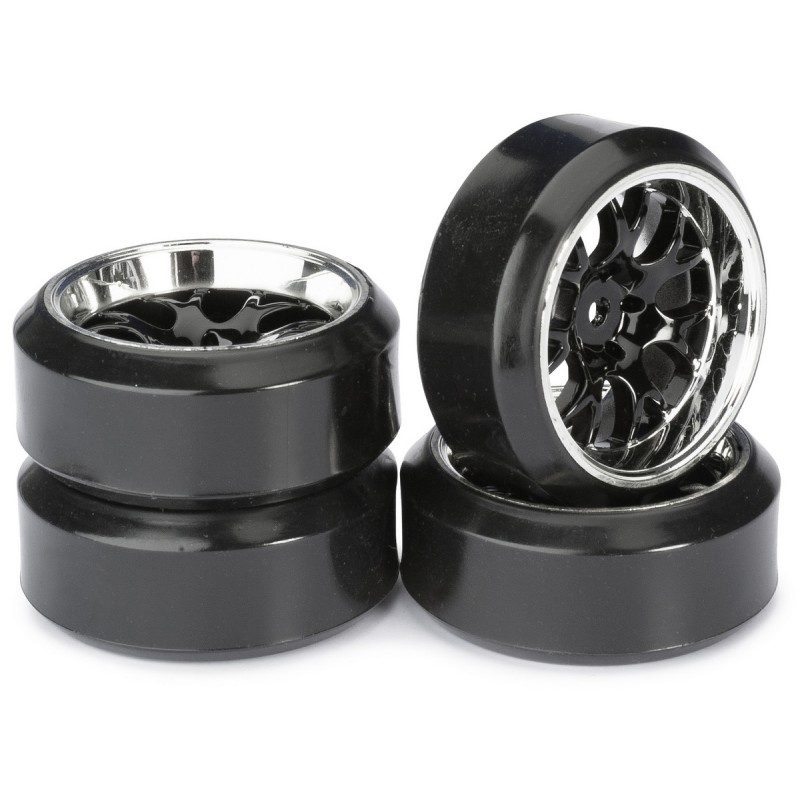 Wheel Set Drift LP " Comb / Profile C" black/chrome 1:10 (4 pcs)